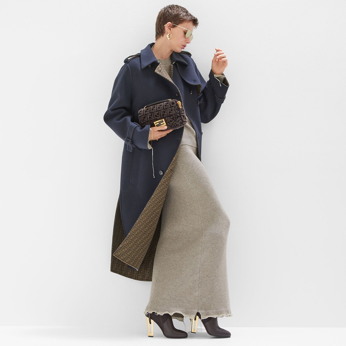 Coat - Blue wool overcoat | Fendi