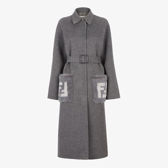 Fendi Midi straight-cut coat with side slits at the hem