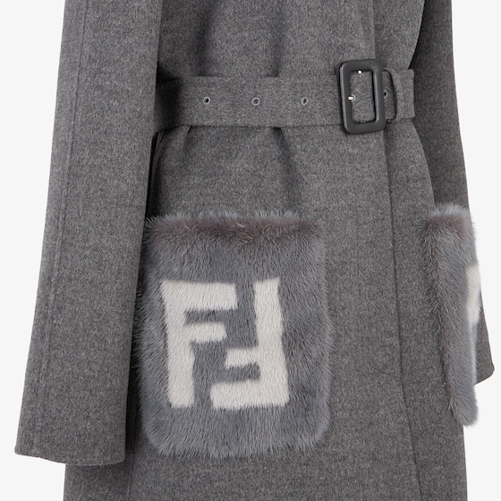 Fendi Midi straight-cut coat with side slits at the hem | Thumbnail 3