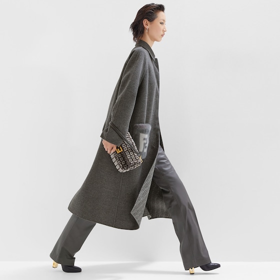 Fendi Midi straight-cut coat with side slits at the hem | Thumbnail 4