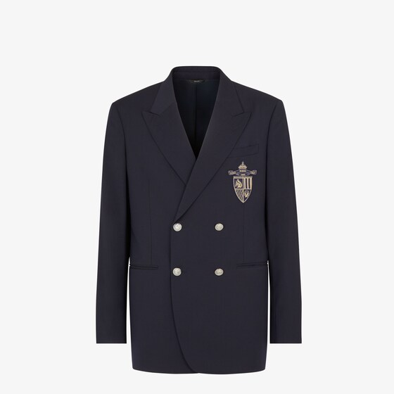 Fendi Virgin Wool Formal Jacket In Blue