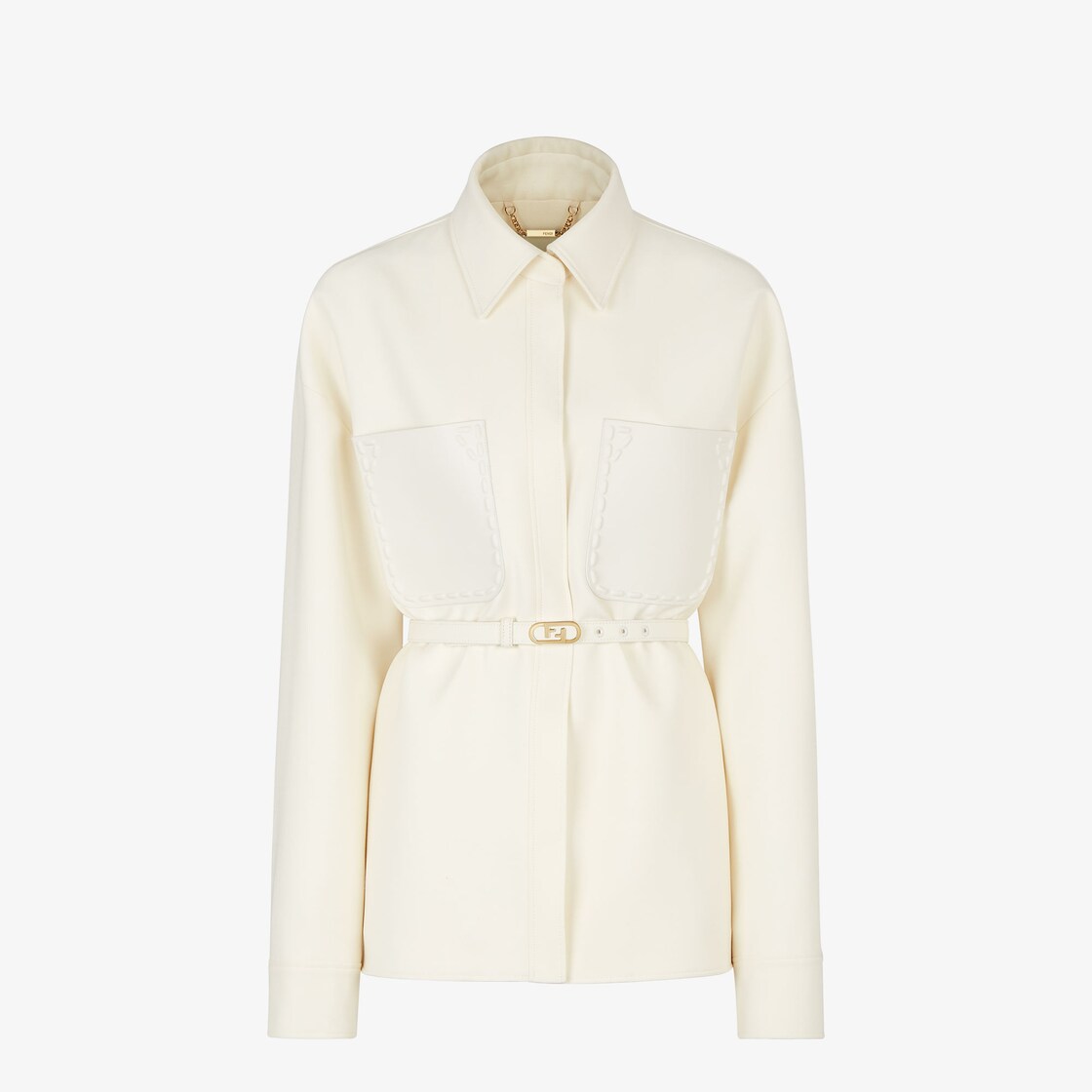 Jacket - White wool and silk Go-To jacket | Fendi