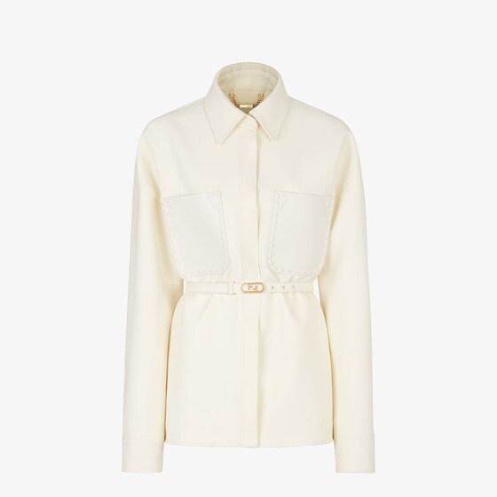 Fendi Lapel Casual Jacket In White