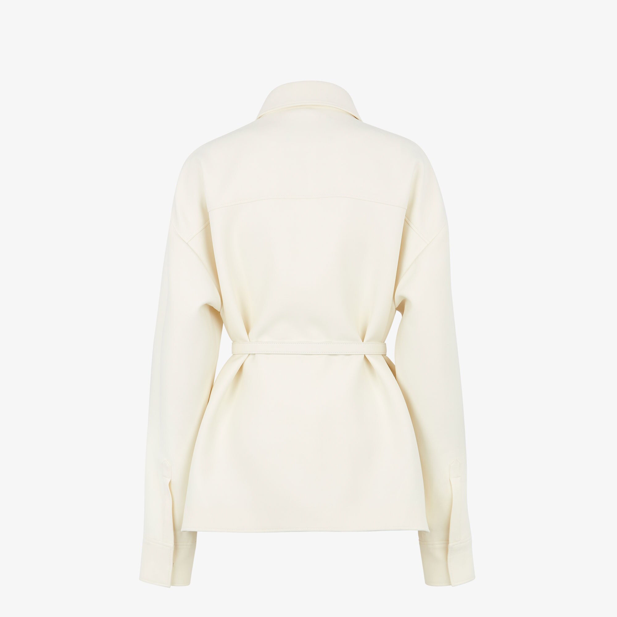 FENDI ストライプ ホワイト コットン シルク ジャケット ロゴ 24SS【FENDI】ジャケット ホワイトデニム ゴートゥ ベルト付き