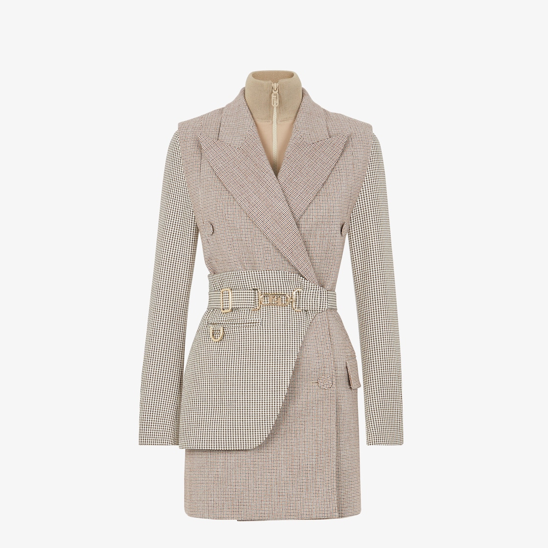 Jacket - Beige houndstooth wool jacket | Fendi