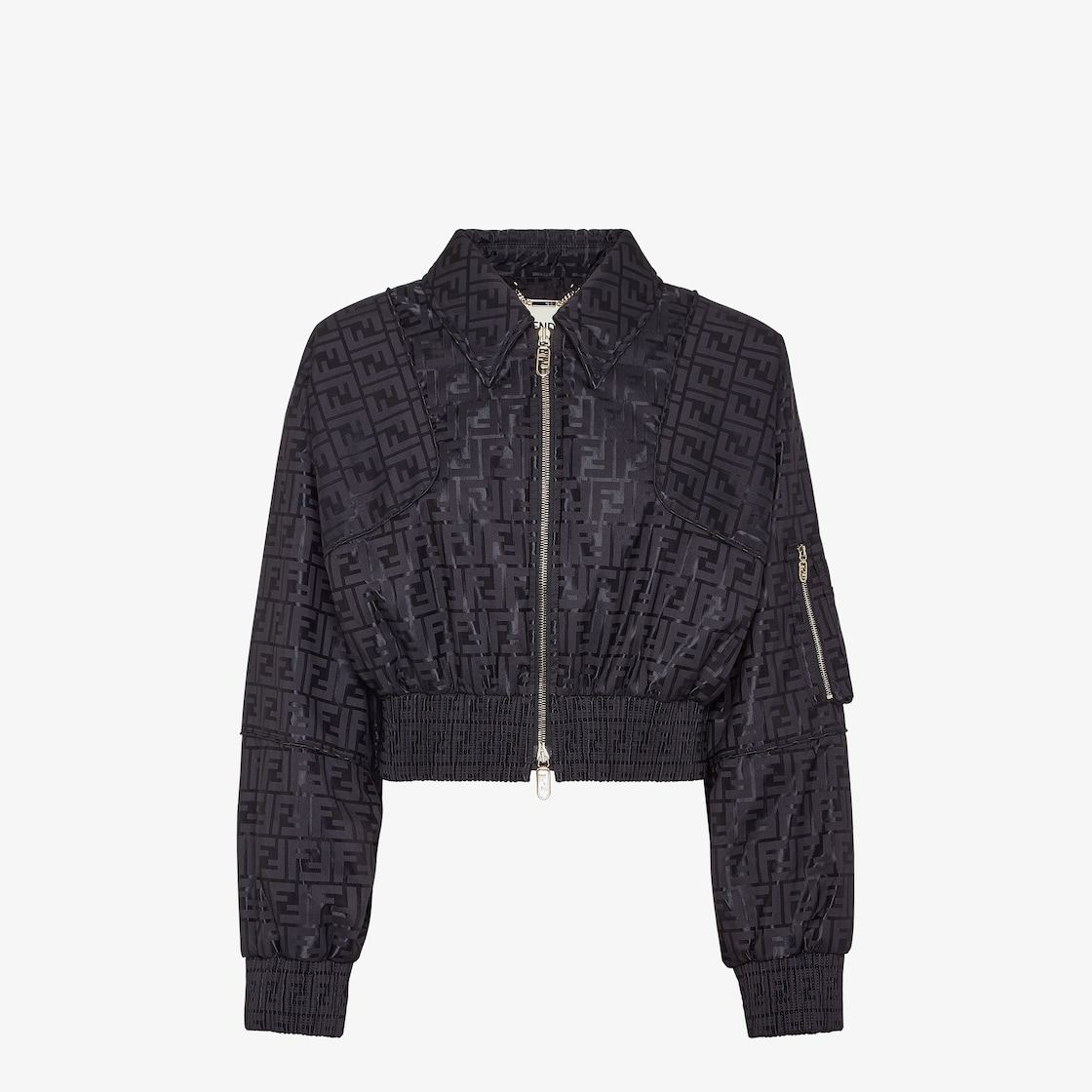 Jacket Black FF jacquard fabric bomber jacket Fendi