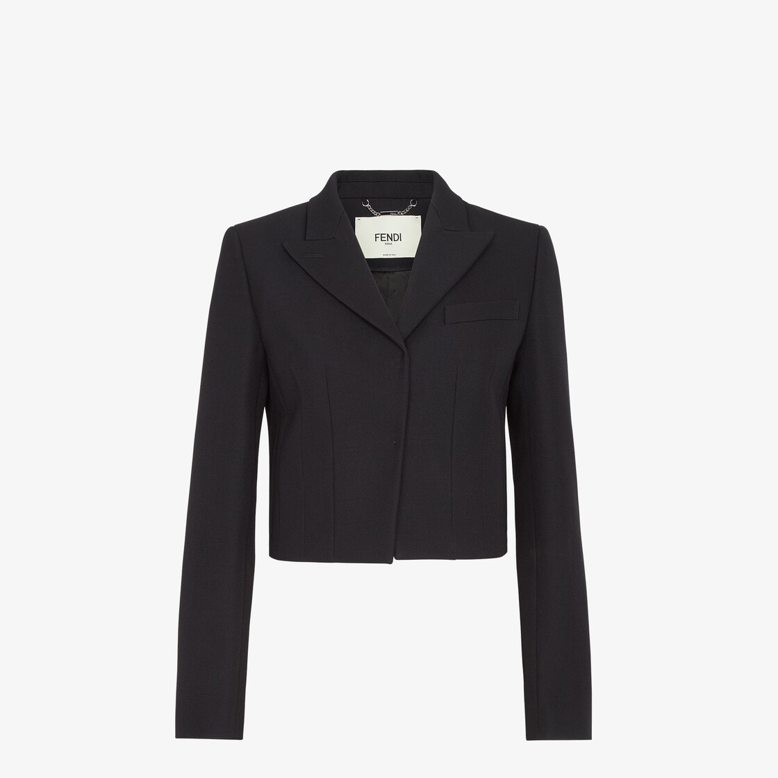 Giacca Blazer in lana Grain de Poudre nera Fendi