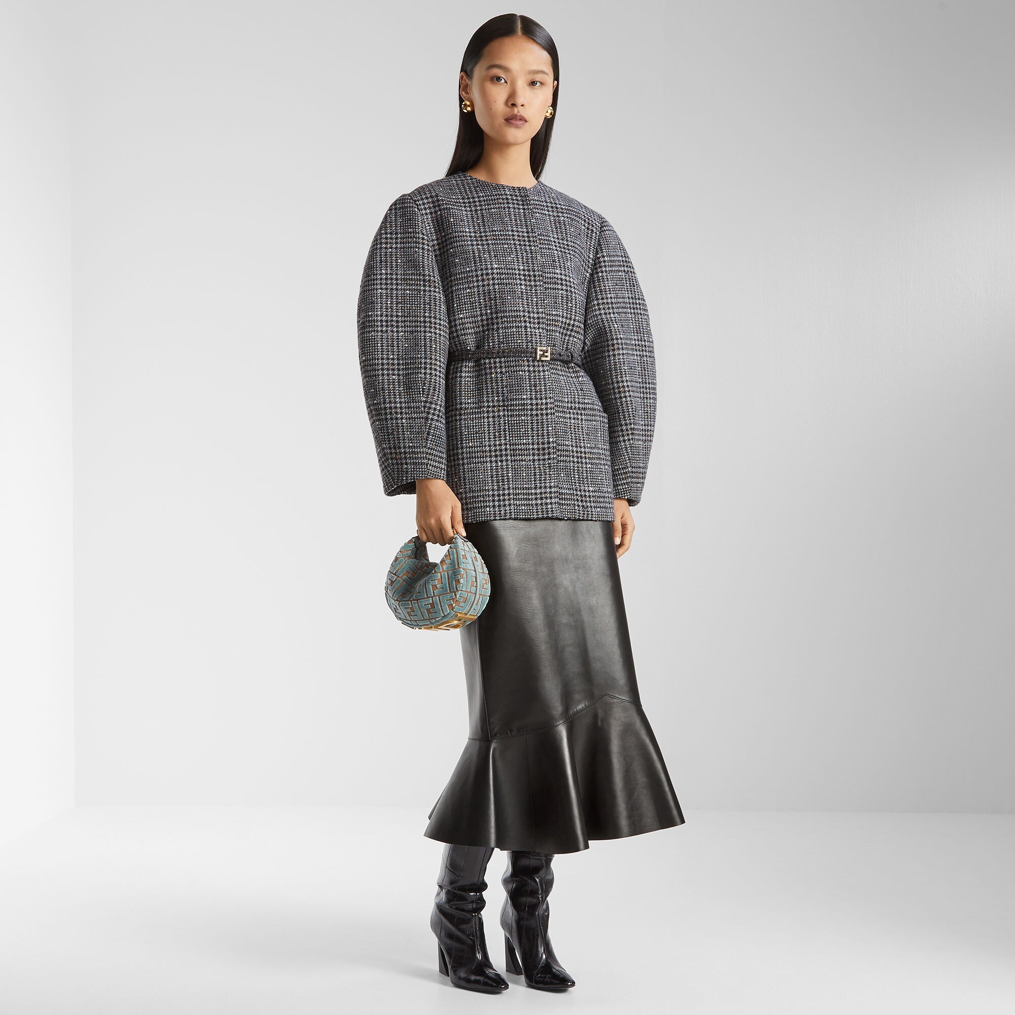 美品✨フェンディ　フーデッドコート　ウール100%　裏地キルティング　グレー　L コート ウール グレー | Fendi