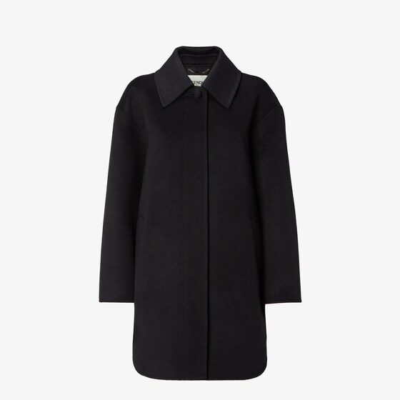 Fendi Black Wool Coat In Black