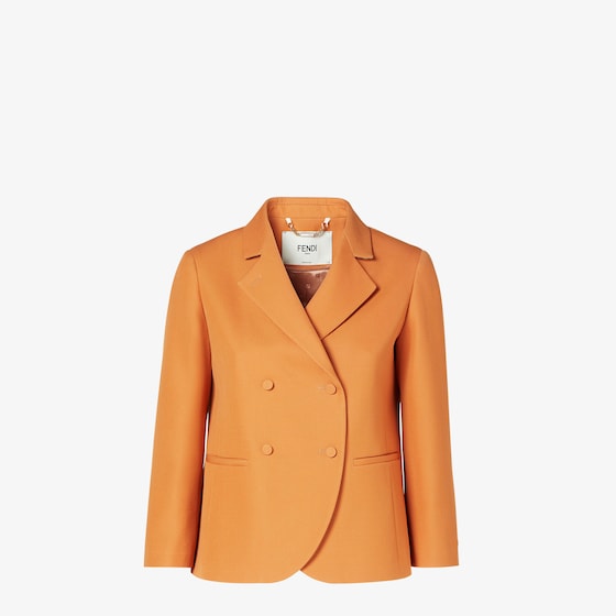 Fendi Wool Jacket Double Breasted Notch Lapels In Orange