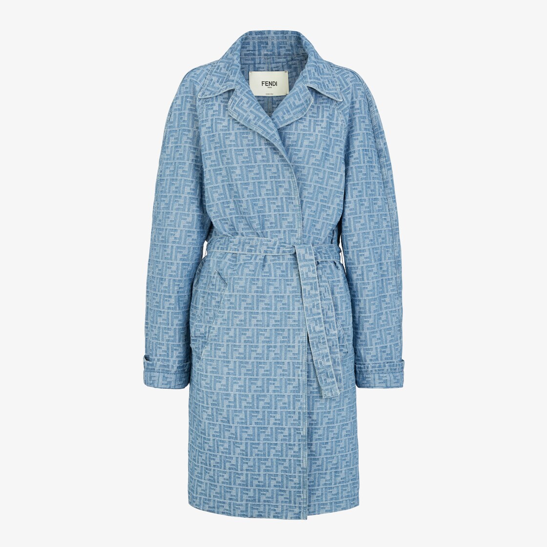 OvercoatLight blue FF denim trench coat