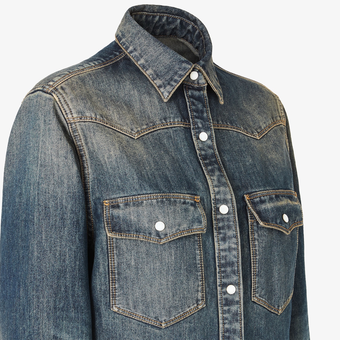 Shirt Blue washed denim shirt Blue - Image 3/4