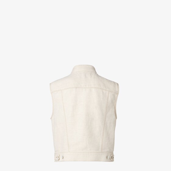 Fendi Short Selleria denim gilet in an organic cotton and linen | Thumbnail 2
