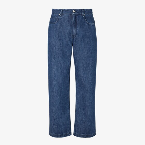 Fendi Leather-patch Jeans In Blue