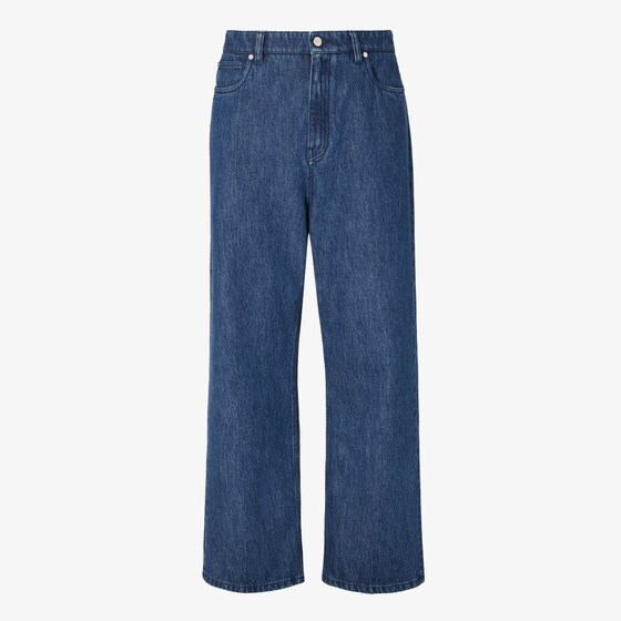 Fendi Leather-patch Jeans In Blue