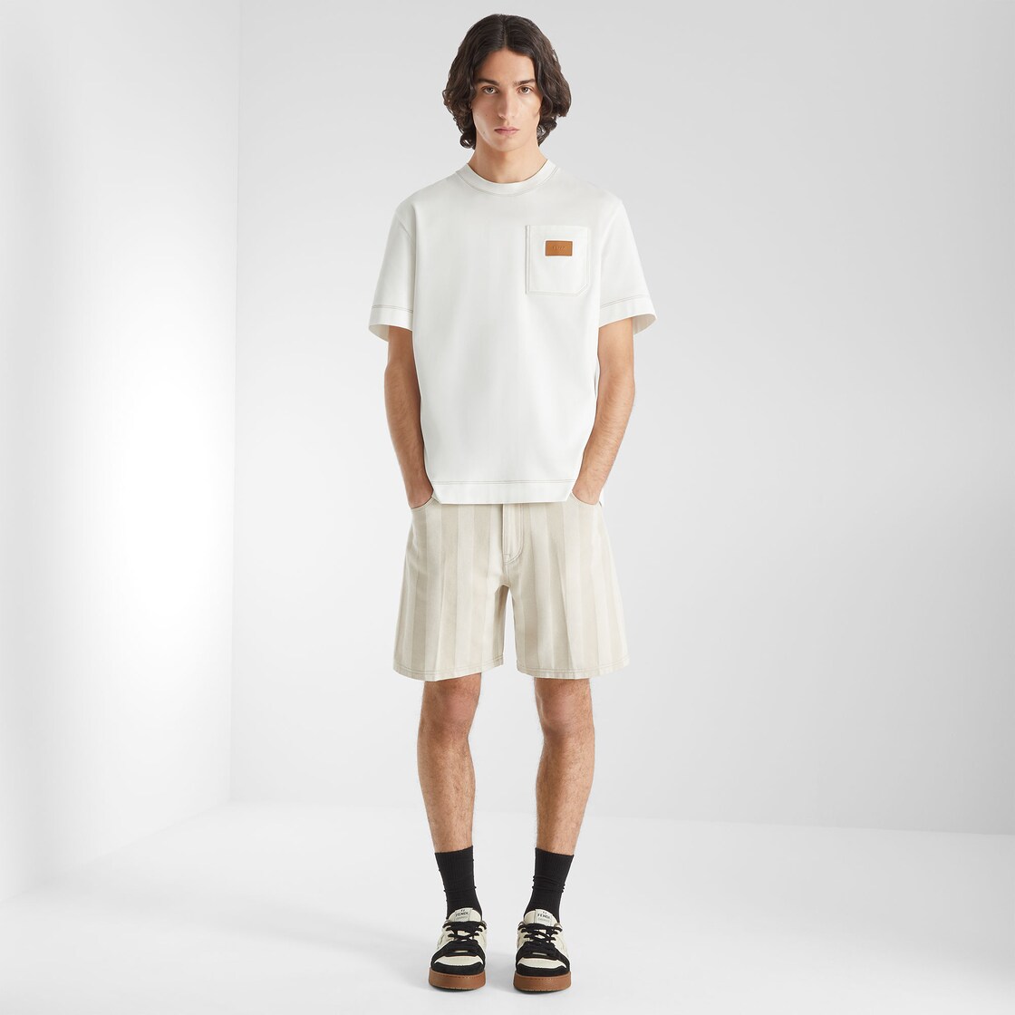 Jeans Shorts Beige Pequin denim shorts Beige - Image 4/4