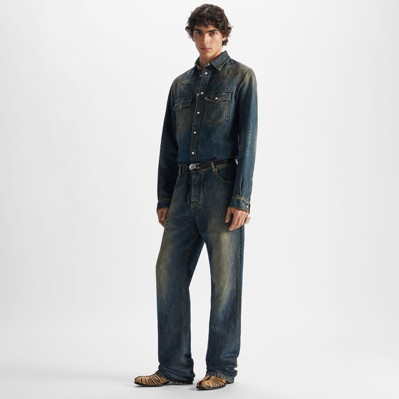 Fendi Regular-fit 5-pocket trousers, made of blue mid-weight | Thumbnail 4