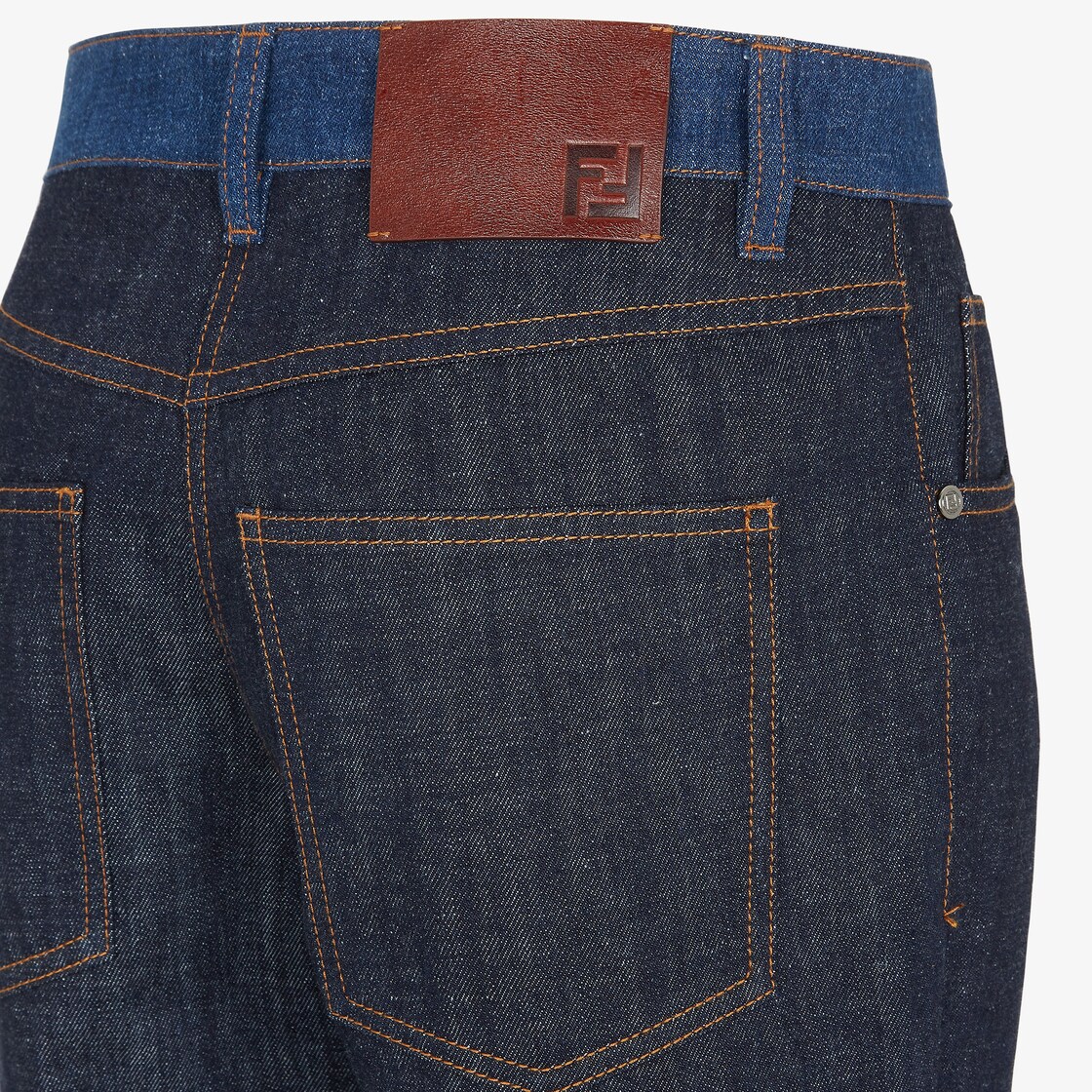 Long Jeans Blue two tone denim trousers Fendi