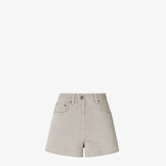 Fendi Roma Flared Denim Shorts In White