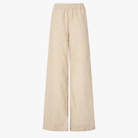 Fendi Women Ff Cotton And Linen Trousers In Gray