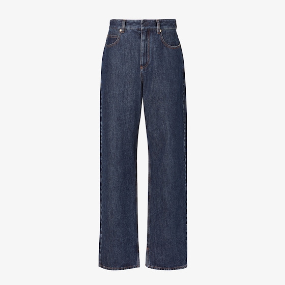 Fendi Textured Denim Jeans In Blue