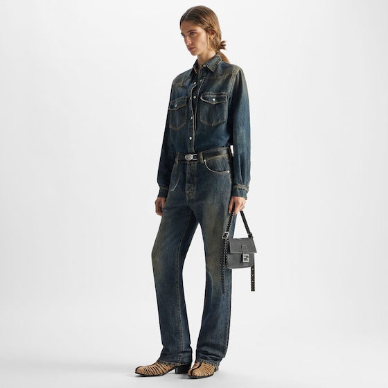 Fendi Regular-fit 5-pocket trousers, made from medium-weight blue | Thumbnail 4