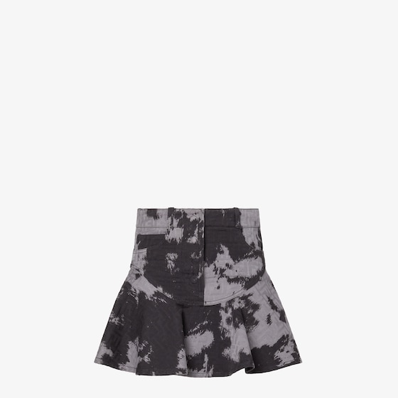 Fendi Black Ff Animalier Denim Skirt In Black