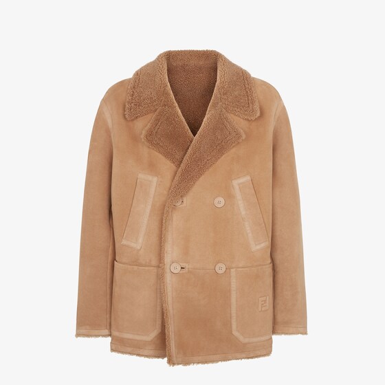 Fendi Double-breasted Leather Jacket In Brown
