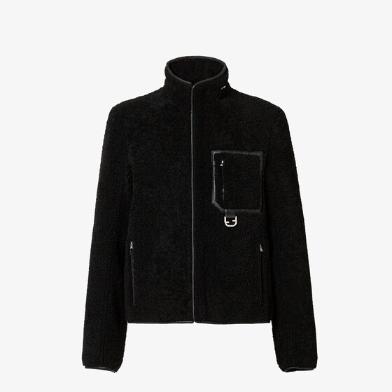 Fendi Black Shearling Reversible Blouson In Black