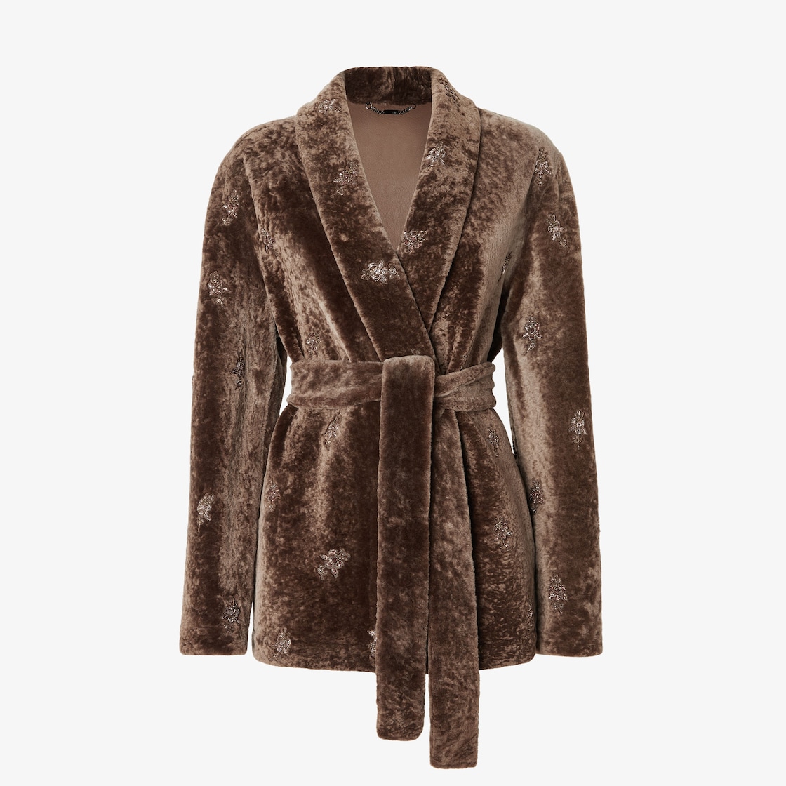 Coat Brown shearling coat with embroideries Brown - Image 1/3