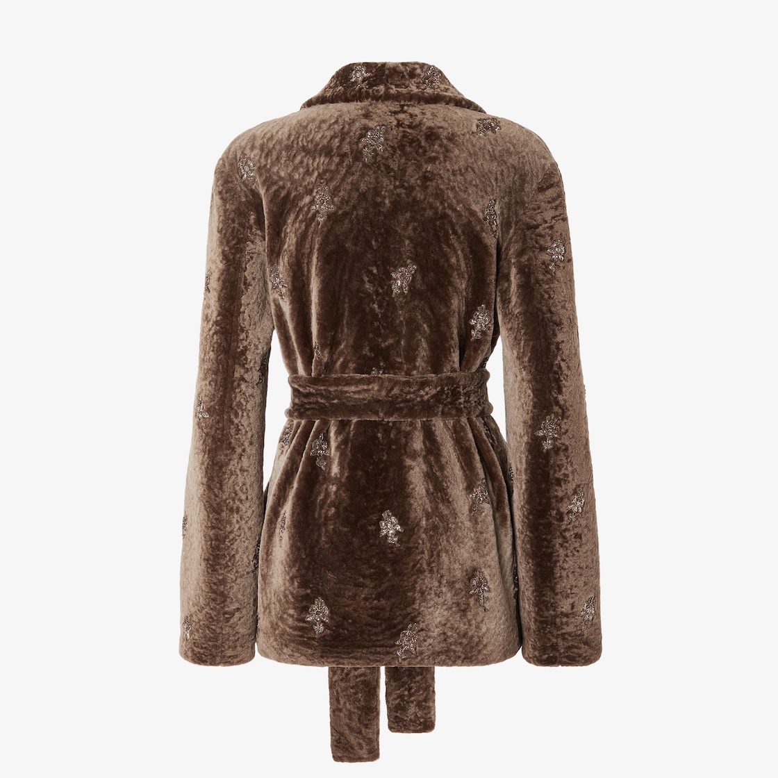 Coat Brown shearling coat with embroideries Brown - Image 2/3