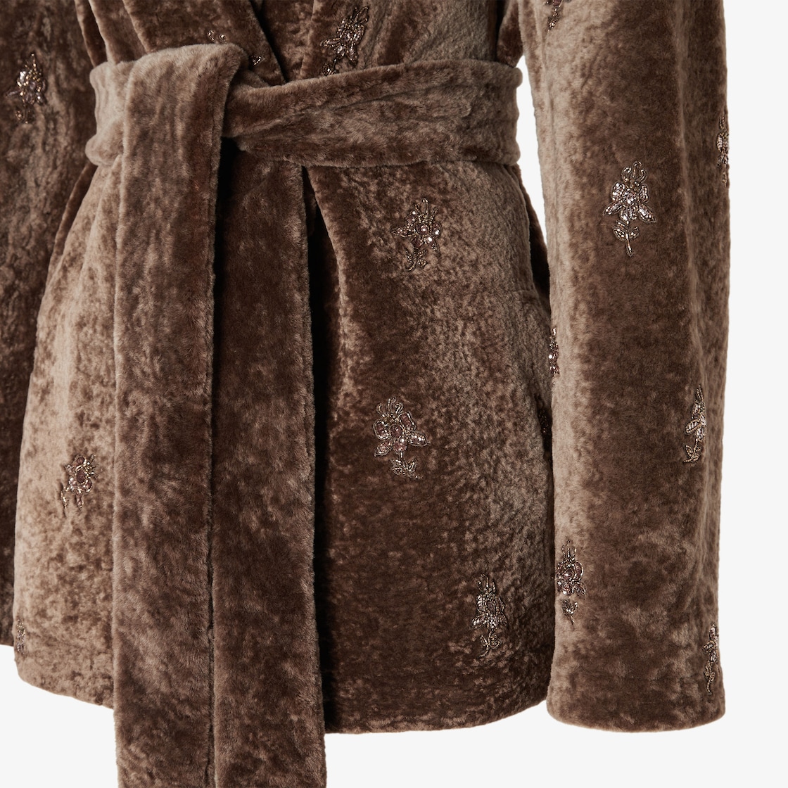 Coat Brown shearling coat with embroideries Brown - Image 3/3