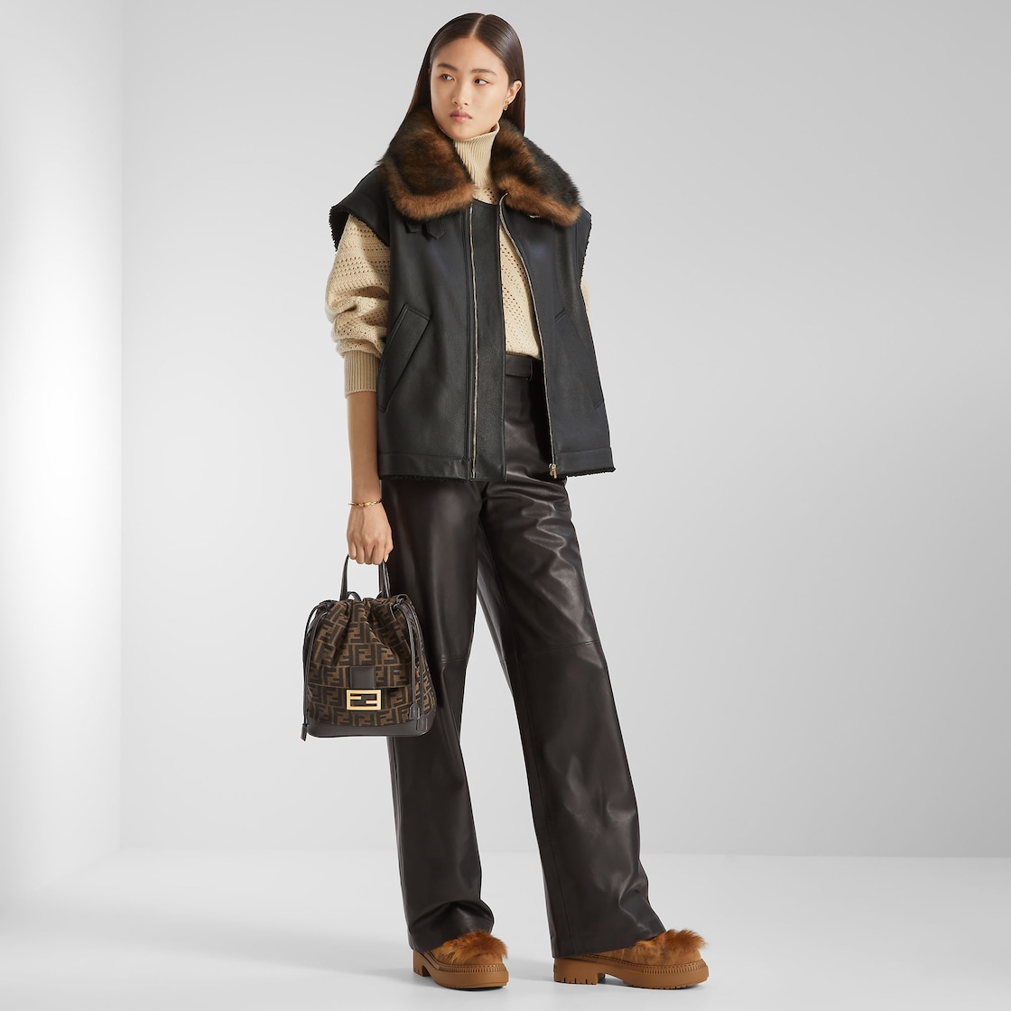 Gilet Black nappa shearling gilet Black - Image 5/5