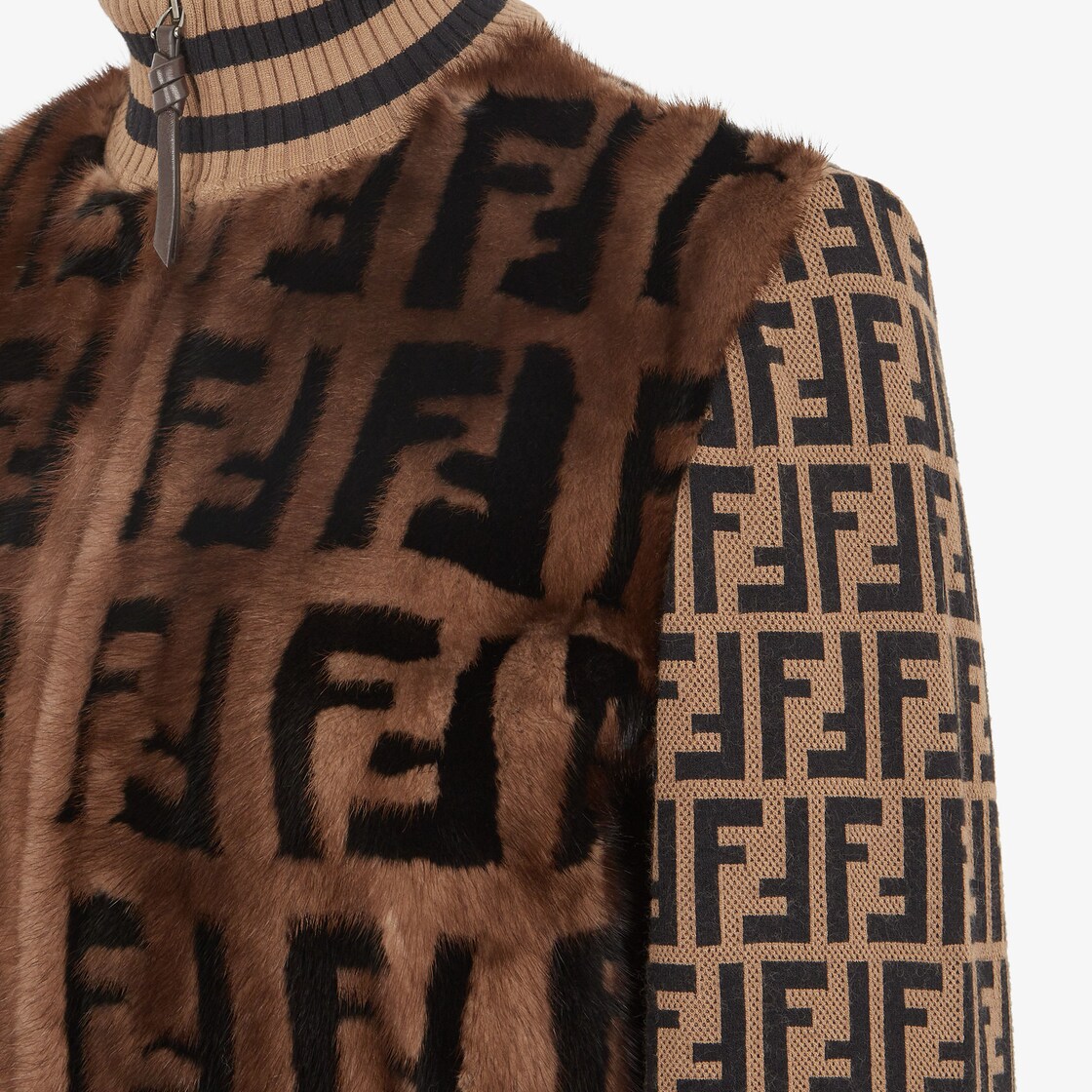 Bomber Knit and inlaid mink fur bomber jacket Fendi