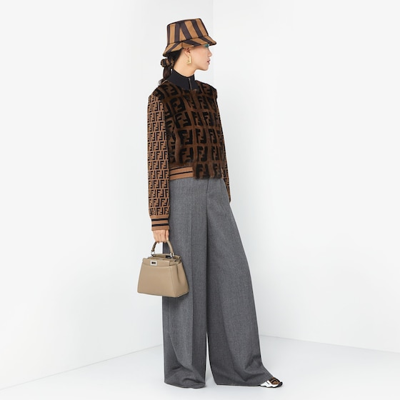 Fendi Mink and stretch jacquard knit FF bomber jacket | Thumbnail 4