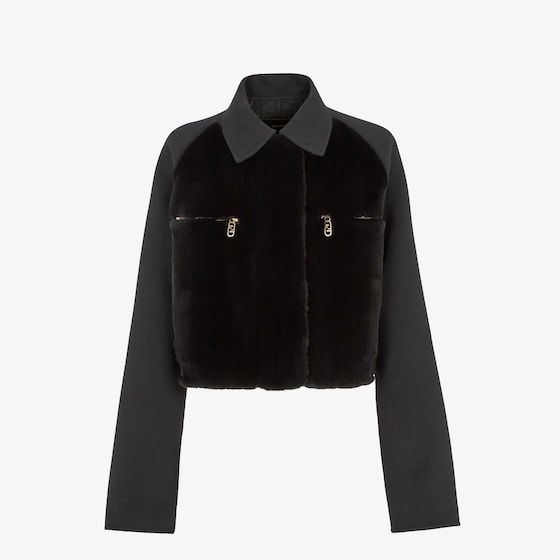 Fendi Cropped jacket with shirt collar and long raglan sleeves