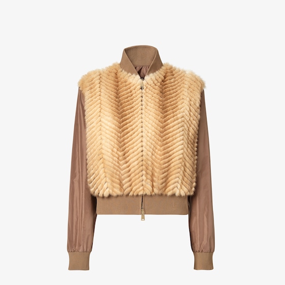 Fendi Bomber jacket with rib-knit collar and edges