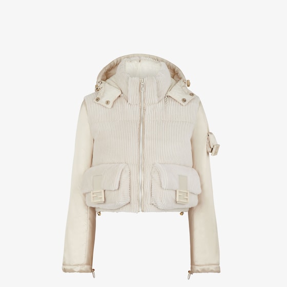 Fendi Cropped, padded jacket with high collar and removable hood