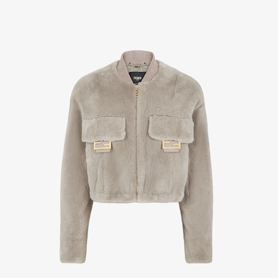 Fendi Cropped jacket with bomber jacket knit collar