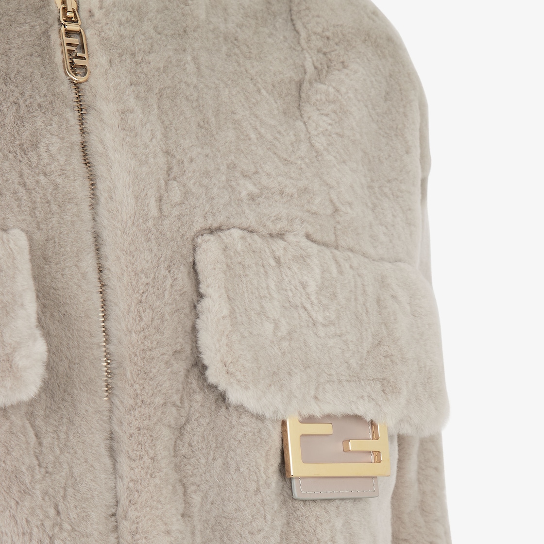 ボンバージャケット - ダブグレー ナイロン/ミンク ジャケット | Fendi ボンバージャケット - ダブグレー ナイロン/ミンク ジャケット | Fendi