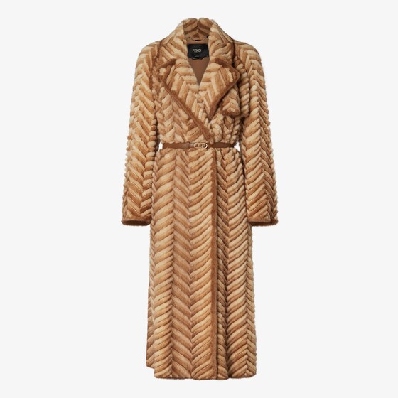 Fendi Coat In Brown