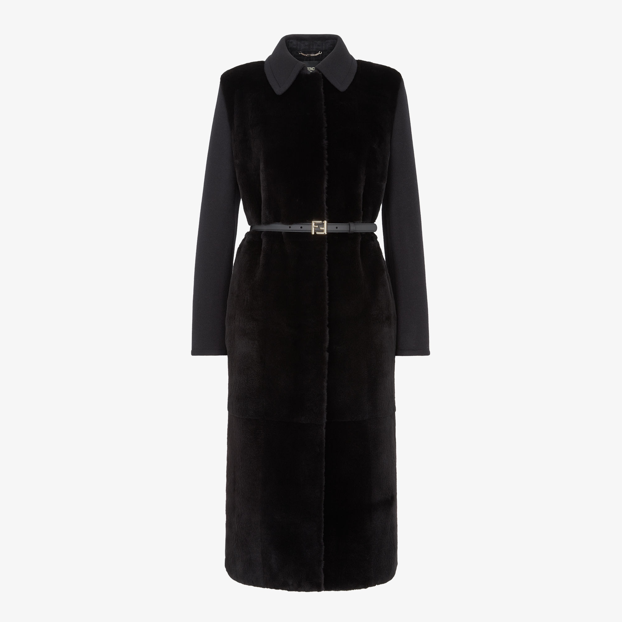 FENDI スプリングコート リアルファー 2way レオパード柄 ブラック L