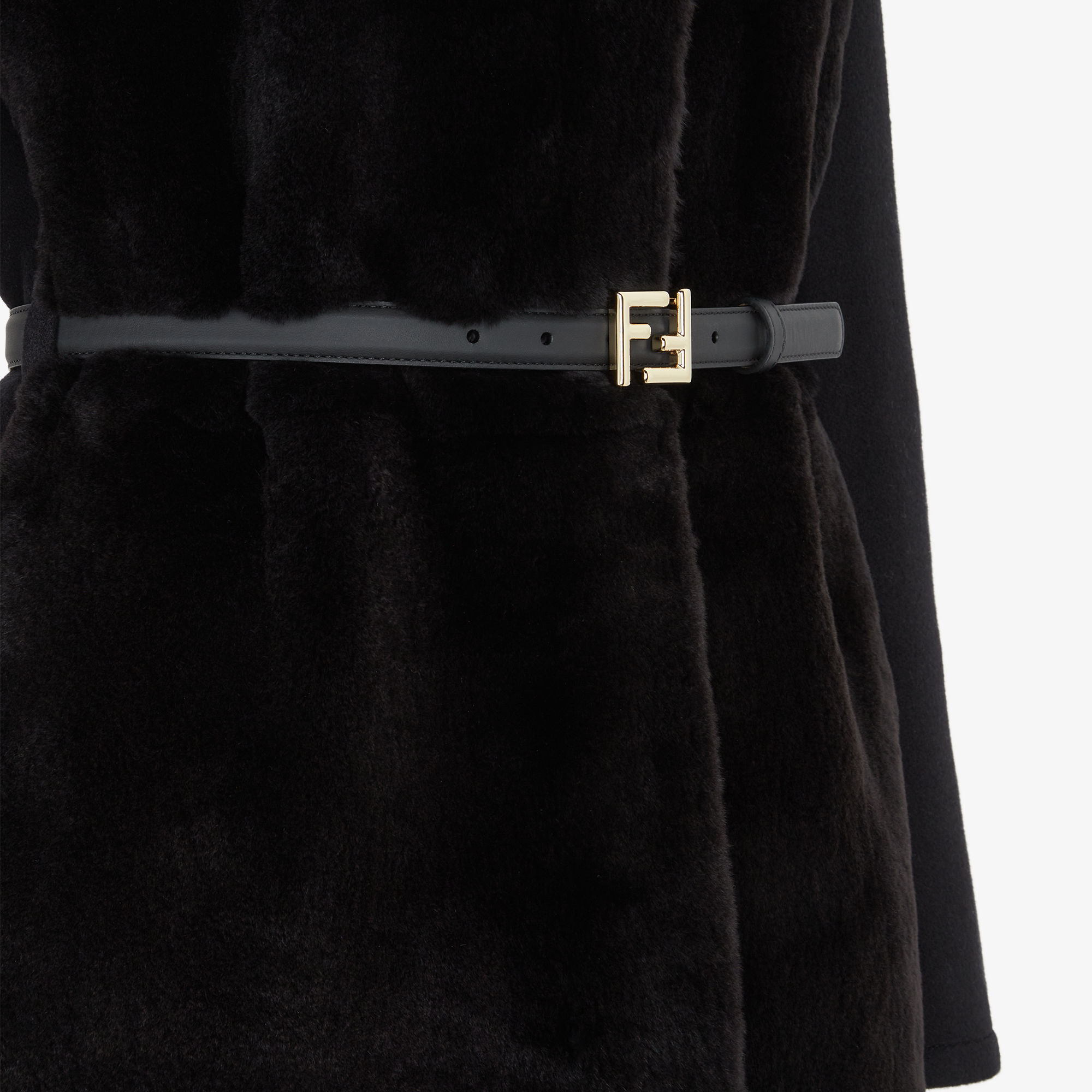 FENDI ピーコート 黒 Fendi メンズ ブラック ウール ダブルメランジ オーバーサイズ