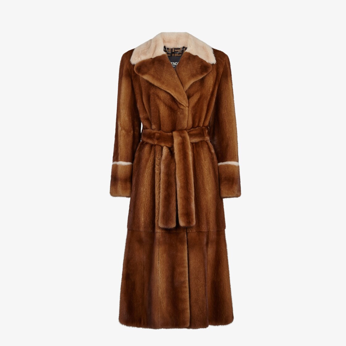 Mink Fur Coat in Brown Color With a Collar 