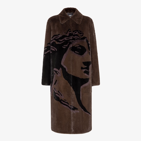 Fendi Long-sleeved straight-cut midi coat with shirt collar