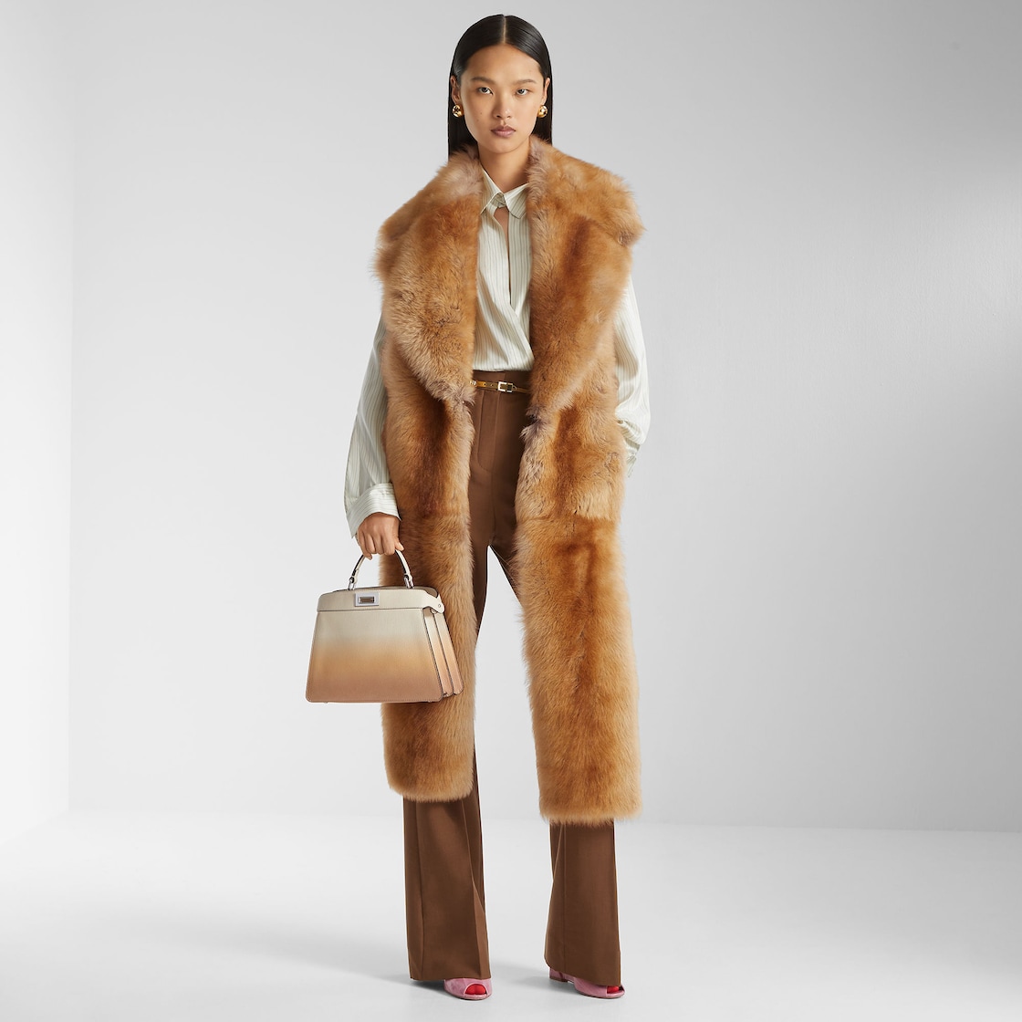 Scarf Caramel-coloured ‘dorsato’ shearling scarf Brown - Image 5/5