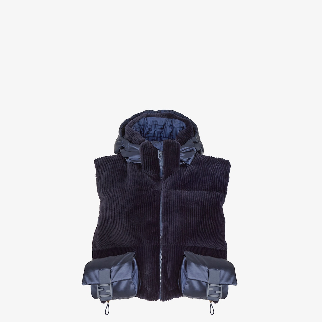 Gilet - Blue nylon and mink gilet | Fendi