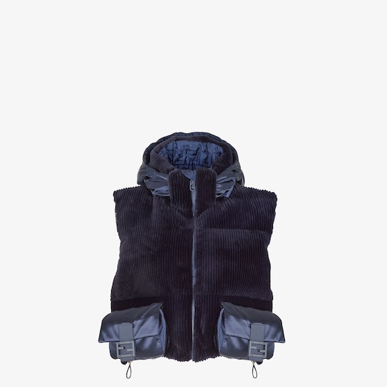 Fendi Cropped gilet with removable hood, high collar