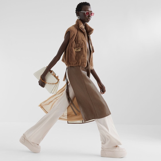 Fendi Cropped gilet with high collar and drawstring hem | Thumbnail 4
