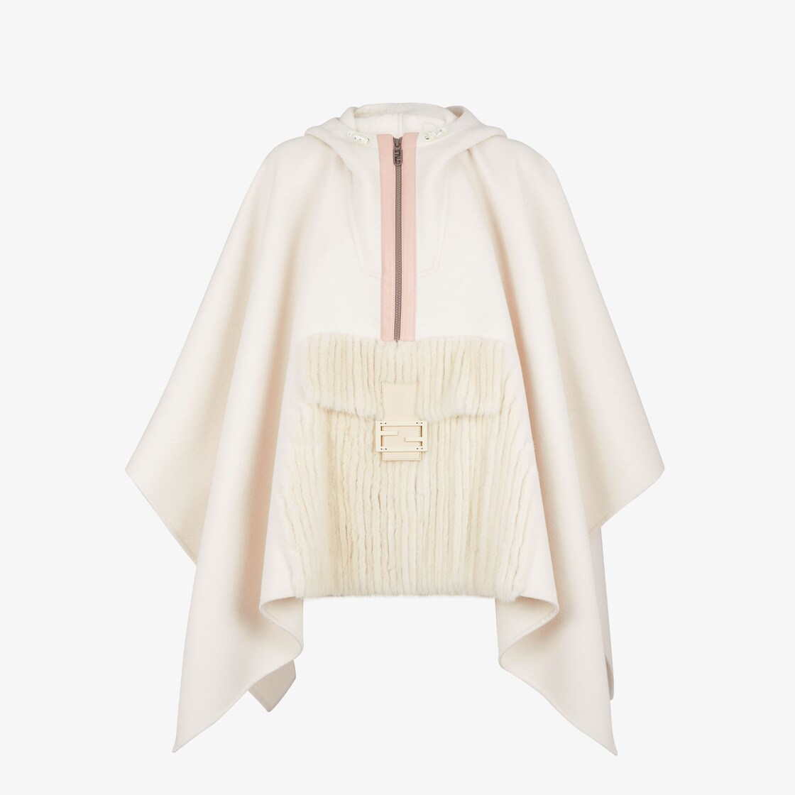 Poncho - White mink and wool poncho | Fendi